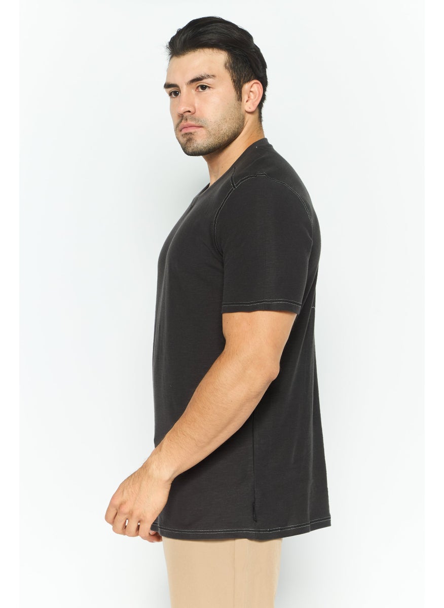 Modern Culture Men Crew Neck Short Sleeves Plain T-Shirt, Charcoal  - Image 2