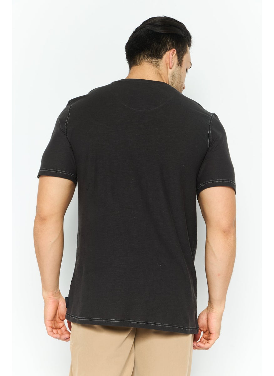 Modern Culture Men Crew Neck Short Sleeves Plain T-Shirt, Charcoal  - Image 4