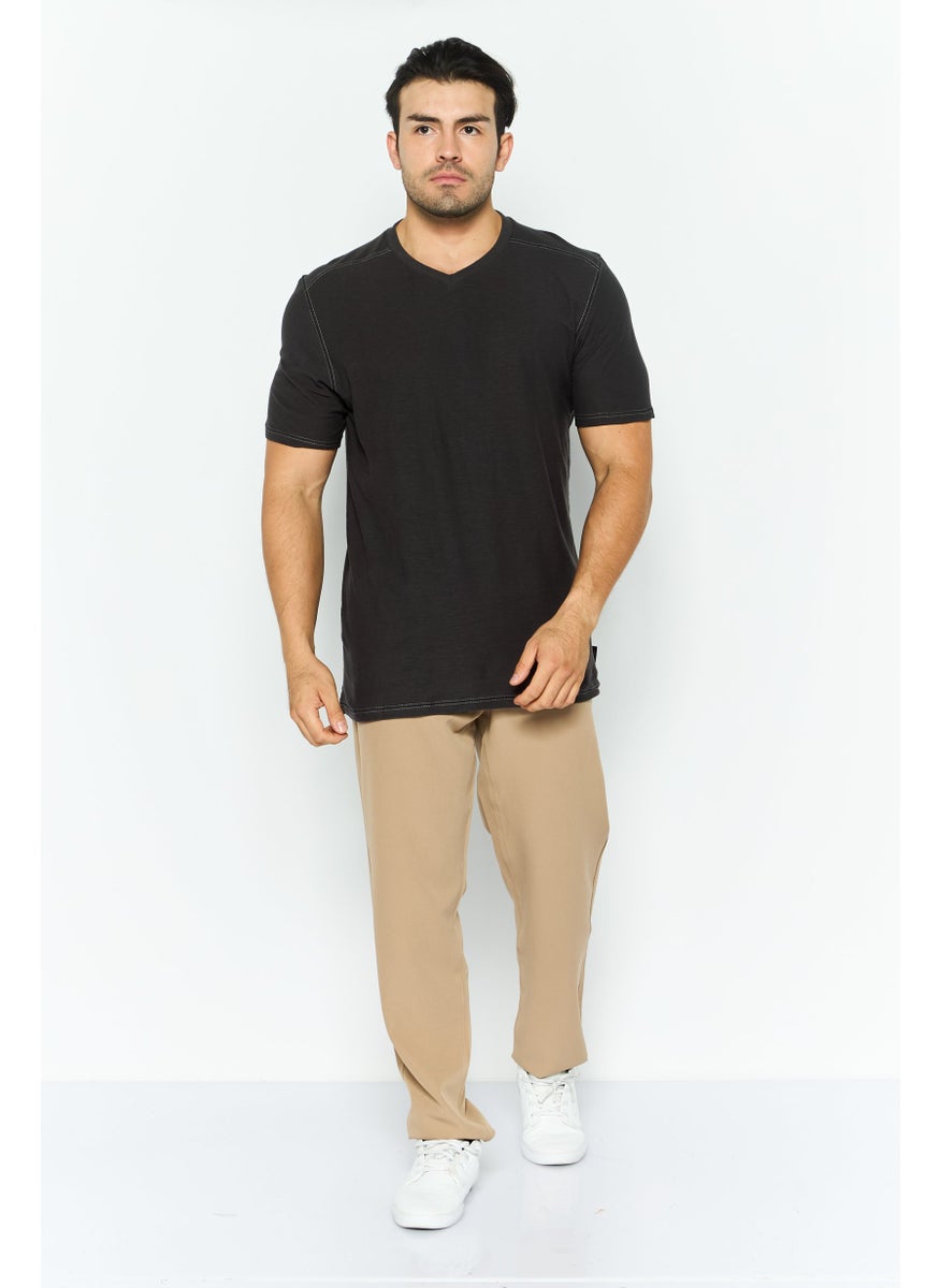 Modern Culture Men Crew Neck Short Sleeves Plain T-Shirt, Charcoal  - Image 3