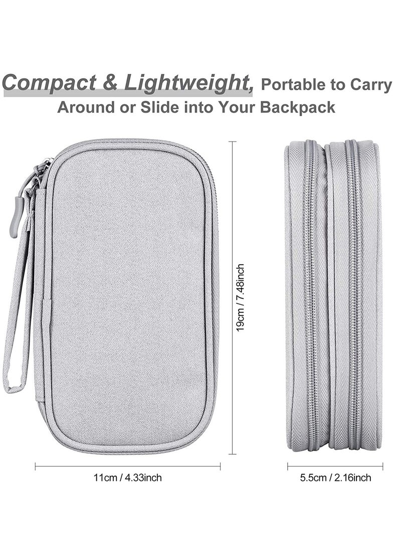 SYOSI Small Electronic Organizer Cable Bag Travel Portable Electronic Accessories Storage Bag Soft Carrying Case Pouch for Hard Drive Cord Charger Earphone USB SD Card Light Grey - Image 5