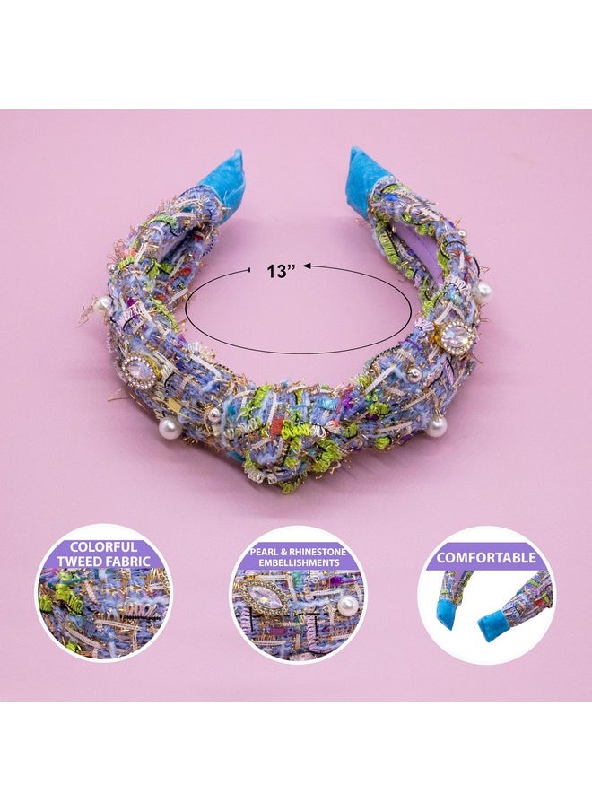 FROG SAC FROG SAC Knot Headbands for Girls - Embellished Pearl Rhinestone Knotted Hair Bands for Kids, Toddler Headband Accessories, Cute Little Girl Hairbands, Sparkly Head Band for Tweens Back to School  - Image 4