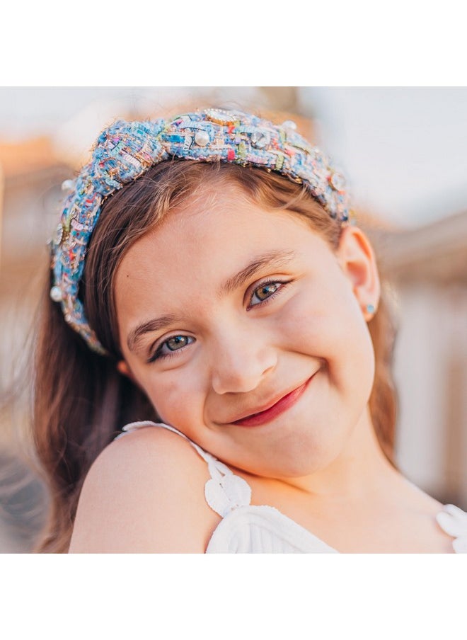 FROG SAC FROG SAC Knot Headbands for Girls - Embellished Pearl Rhinestone Knotted Hair Bands for Kids, Toddler Headband Accessories, Cute Little Girl Hairbands, Sparkly Head Band for Tweens Back to School  - Image 2