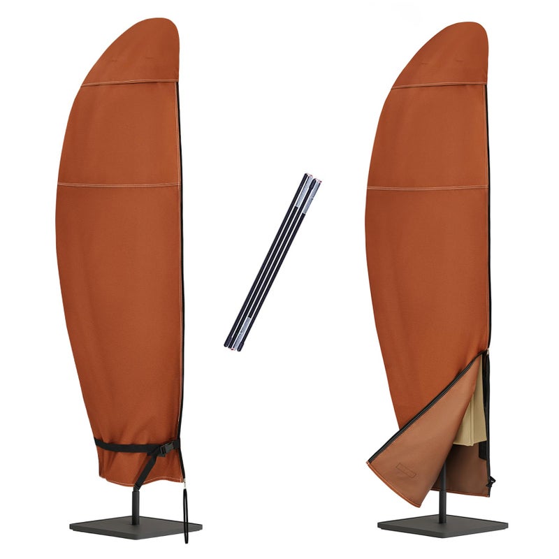 NettyPro Patio Umbrella Cover Outdoor Waterproof Cantilever Parasol Banana Umbrella Cover Fits 12ft to 14ft Brown - Image 2