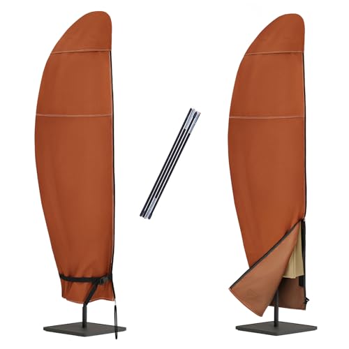 NettyPro Patio Umbrella Cover Outdoor Waterproof Cantilever Parasol Banana Umbrella Cover Fits 12ft to 14ft Brown - Image 1