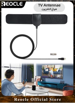 REOCLE TV Antenna Indoor for Smart TV Support 4K 1080p Digital HDTV Antenna Long 80 Miles Range Smart Switch Amplified Signal Booster with 13ft Coax HDTV Cable AC Adapter  - Image 1