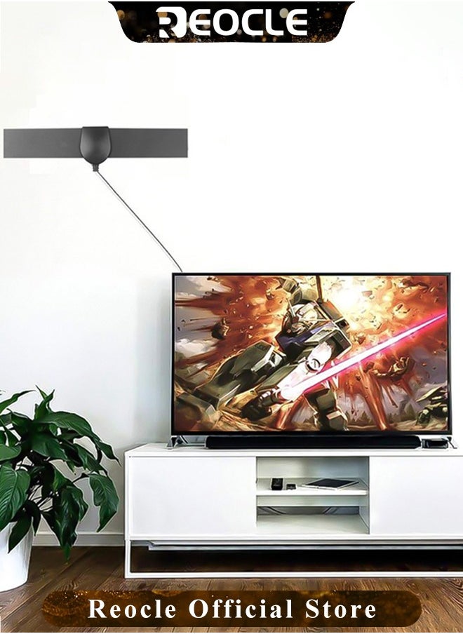 ريوكل هوائي تلفزيون داخلي للتلفزيون الذكي يدعم 4K 1080p هوائي تلفزيون عالي الدقة رقمي بمدى طويل 80 ميلاً ومعزز إشارة ذكي ومكبر مع كابل تلفزيون عالي الدقة محوري بطول 13 قدمًا كابل محول التيار المتردد  - Image 5
