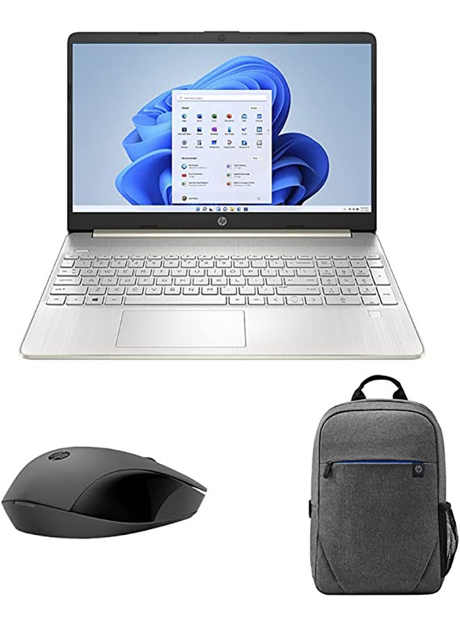 HP كمبيوتر محمول 15s-fq5050ne بشاشة FHD مقاس 15.6 بوصة ومعالج Core i5 وذاكرة وصول عشوائي 8 جيجابايت ومحرك أقراص SSD سعة 512 جيجابايت وبطاقة رسومات Intel Iris Xe ونظام تشغيل Windows 11 وماوس لاسلكي 150 وحقيبة ظهر Prelude مقاس 15.6 بوصة - Image 1