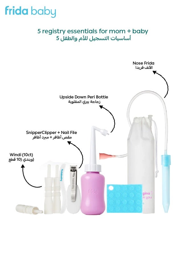فريدا بيبي مجموعة فرِيدا بيبي بيتي بندل أوف جوي – طقم العناية بالأم والرضيع | شفاط الأنف نوزفريدا، ممرر الغازات ويندي، مقص الأظافر نايلفريدا، غسول الأم فريدت | هدية مثالية للمواليد - Image 2