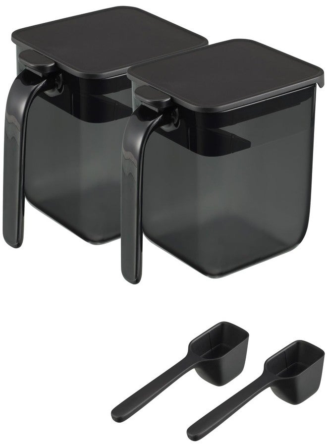 Marna R305BK Seasoning Pot with Spoon, Wide, Pack of 2, Black, New Life, Condiment Container (Salt and Sugar Container) - Image 1