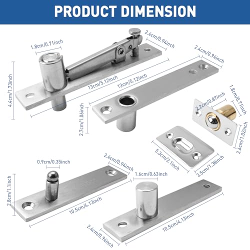 TamBee Pivot Door Hinge Hidden Door Hinges for Secret Door 304 Stainless Steel Hidden Bookcase Hinges with Door Ball Catch - Image 2