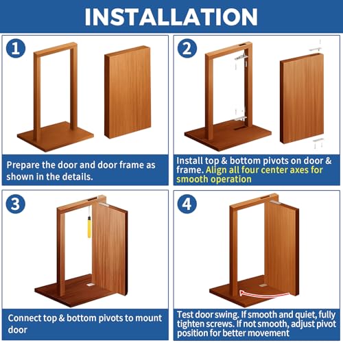 TamBee Pivot Door Hinge Hidden Door Hinges for Secret Door 304 Stainless Steel Hidden Bookcase Hinges with Door Ball Catch - Image 3