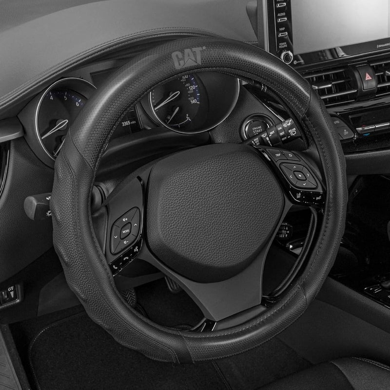 Caterpillar HexSport Black Carbon Fiber Steering Wheel Cover, Standard 15 inch Size, Durable and Comfortable with Advanced Grip, Car Steering Wheel Cover for Auto Truck Van  SUV - Image 1