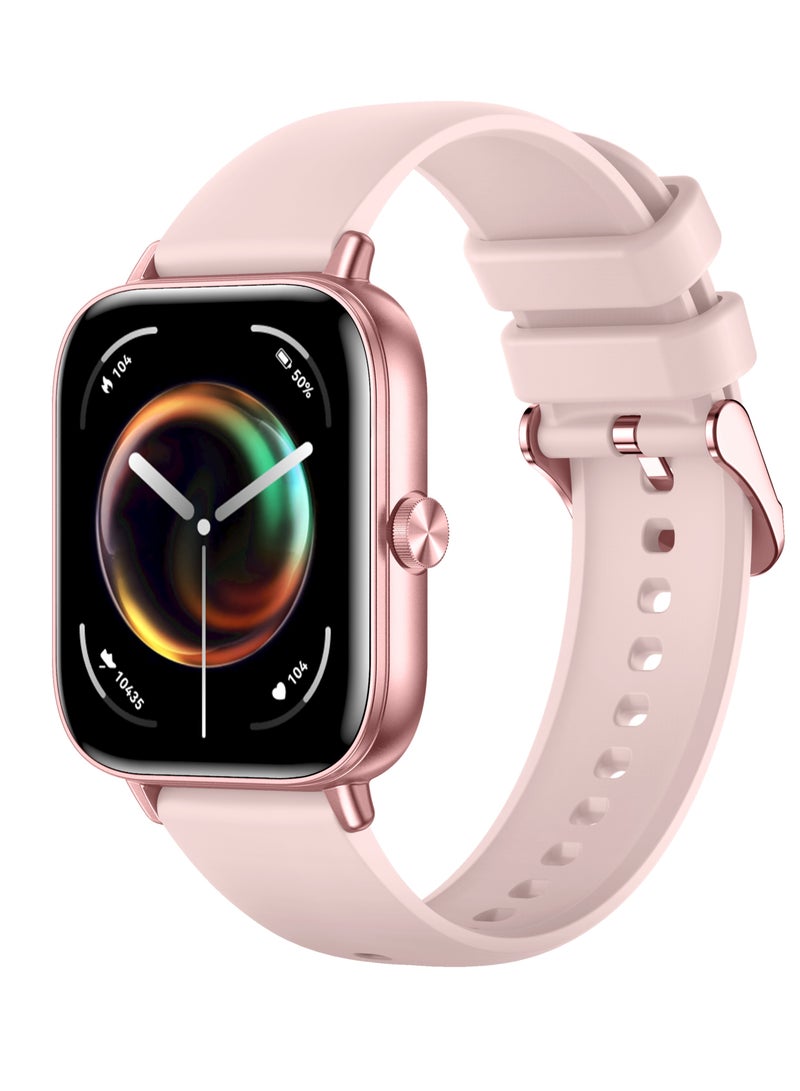 RollsTimi  Women's Smartwatch, 1.83-Inch IPS Screen, IP68 Waterproof Fitness Watch, Bluetooth Call (Answer/Make), 100+Sport Modes, Heart Rate/Sleep Monitor, Voice And Life Assistant, Fashion Women Casual Watch, RT-I128 Tape Pink - Image 1