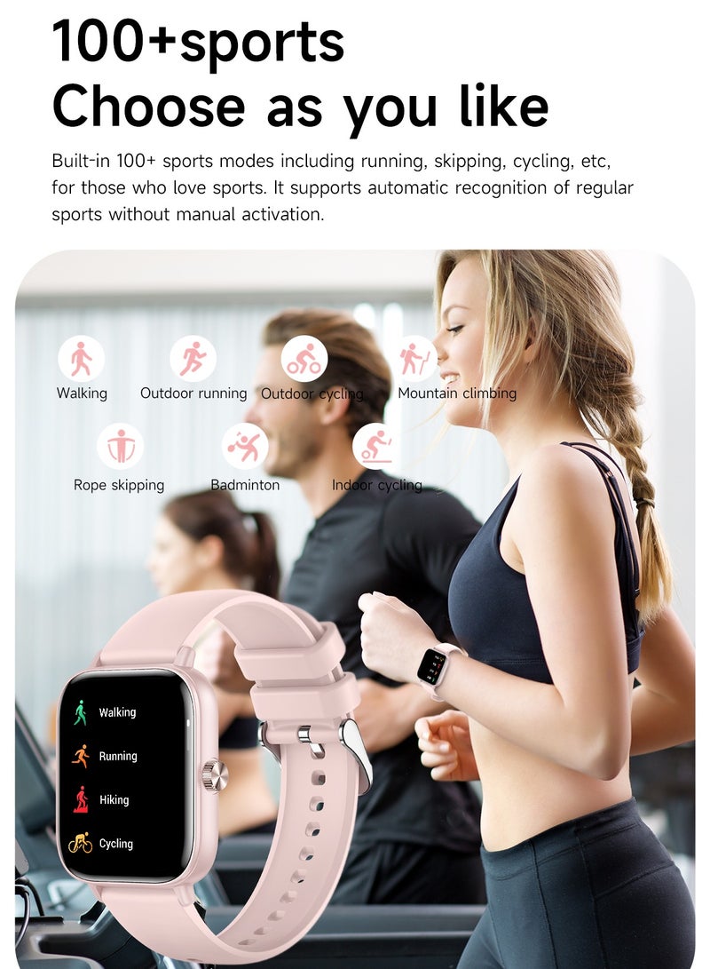 RollsTimi  Women's Smartwatch, 1.83-Inch IPS Screen, IP68 Waterproof Fitness Watch, Bluetooth Call (Answer/Make), 100+Sport Modes, Heart Rate/Sleep Monitor, Voice And Life Assistant, Fashion Women Casual Watch, RT-I128 Tape Pink - Image 4