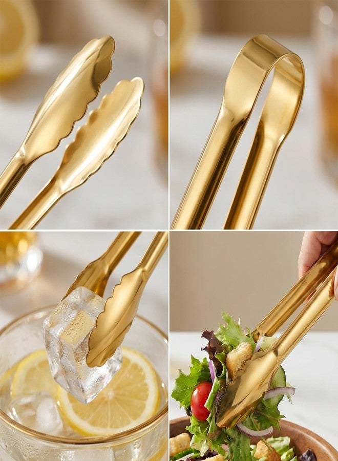 SUPROD 4 Pack Serving Tongs 12 Inch Salad Tongs Buffet Tongs Stainless Steel Food Tong Serving Utensils for Buffet Wedding Party Catering (12 Inch, Gold) - Image 4