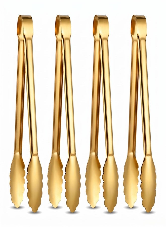 SUPROD 4 Pack Serving Tongs 12 Inch Salad Tongs Buffet Tongs Stainless Steel Food Tong Serving Utensils for Buffet Wedding Party Catering (12 Inch, Gold) - Image 1