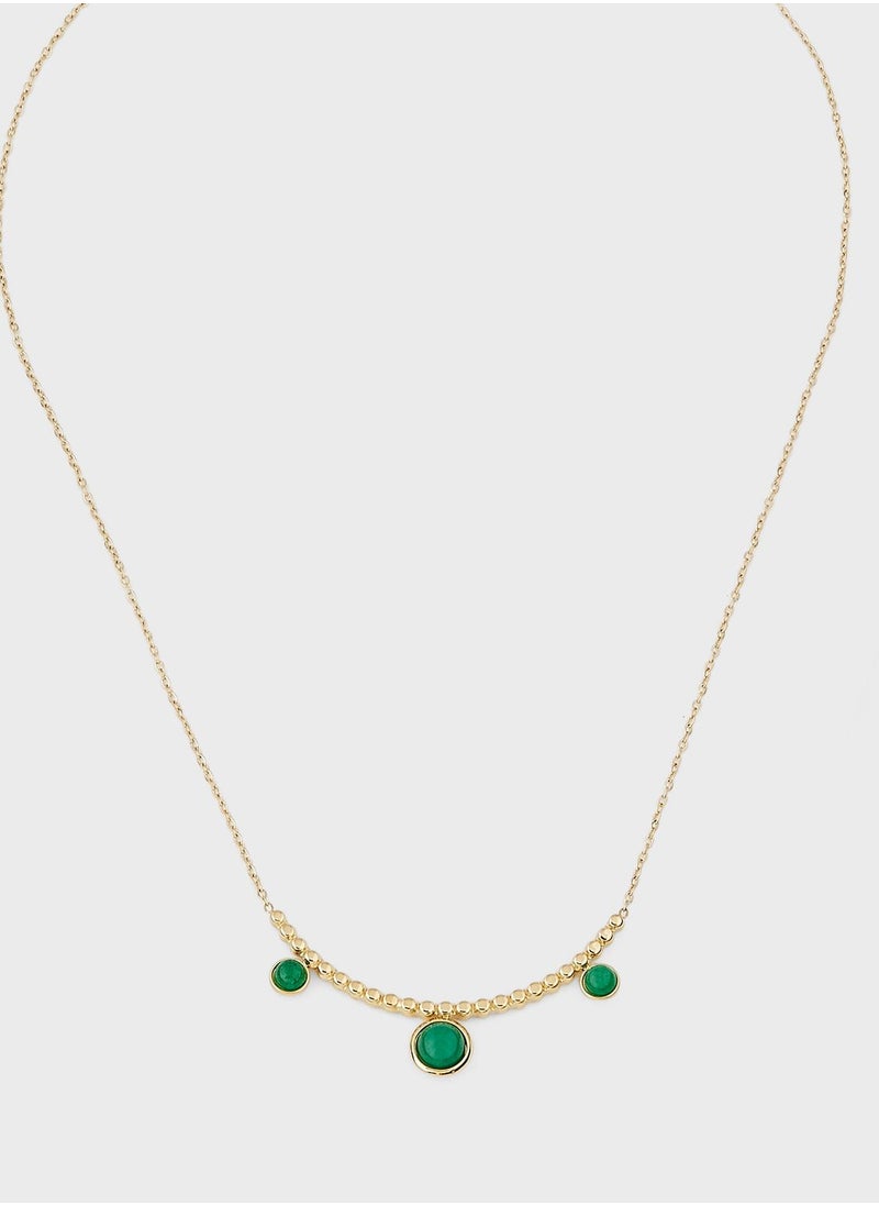 Lady Mauve CLARA NATURAL STONE CIRCLE PENDANT BEADED BAR NECKLACE  - Image 2