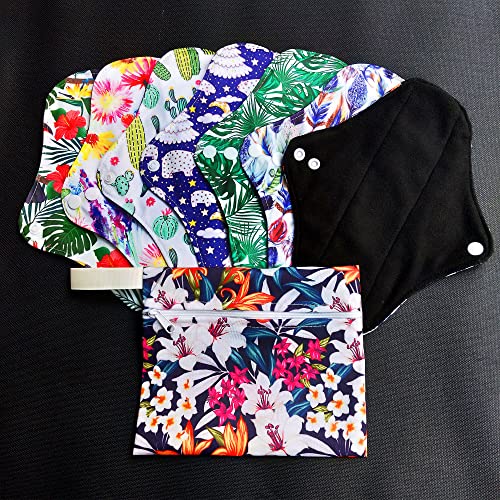 MissC2C 7PCS Pack Reusable Menstrual Pads Including 6PCS Cloth Sanitary Pads Mama Cloth Pad 1PC Mini Wet Bag - Image 2