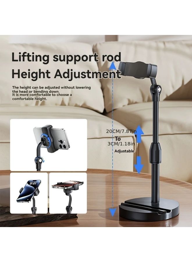 حامل الهاتف الذراع المرن المقاوم للماء أسود ارتفاع قابل للتعديل حامل بفتحة مزدوجة للبث المباشر - Image 5