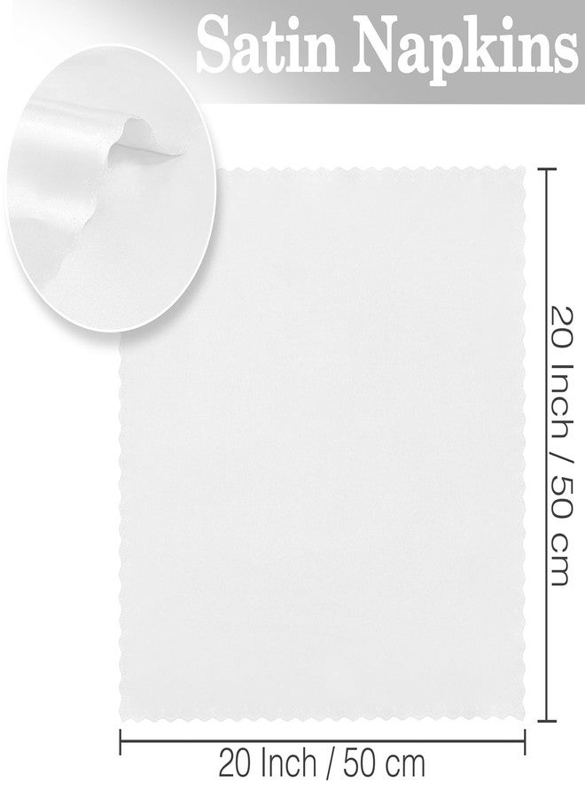 Eychei 60 Pieces White Satin Napkins 20x20 Inches Satin Cloth Napkins, Square Satin Napkins with Scalloped Edges, Elegant & Silky Table Napkins for Restaurant Banquet Wedding - Image 4