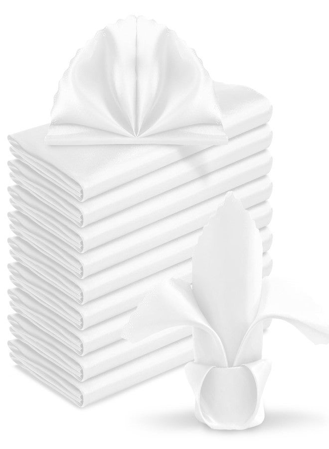 Eychei 60 Pieces White Satin Napkins 20x20 Inches Satin Cloth Napkins, Square Satin Napkins with Scalloped Edges, Elegant & Silky Table Napkins for Restaurant Banquet Wedding - Image 1