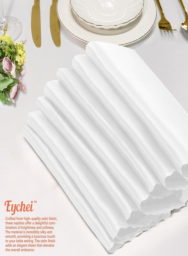 Eychei 60 Pieces White Satin Napkins 20x20 Inches Satin Cloth Napkins, Square Satin Napkins with Scalloped Edges, Elegant & Silky Table Napkins for Restaurant Banquet Wedding - Image 5