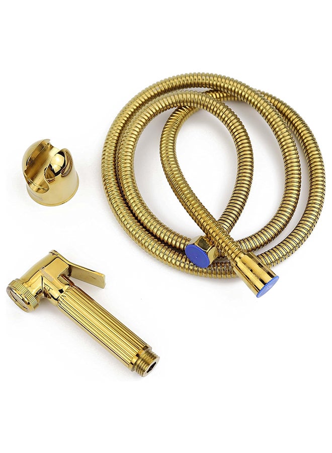 Home Pro Home Pro Bidet Sprayer Set With 1.8 Meter Long Hose Handheld Bidet Sprayer for Toilet Diaper Sprayer Bathroom Shattaf Set for Personal Hygiene Multipurpose - Chrome Finish (Golden)  - Image 3
