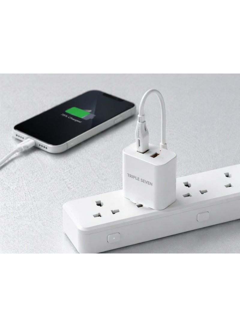 777 شاحن تريبل سفن  T7-202 – شحن سريع 2.1 أمبير – مخرج USB – مدخل Type-C – حماية من الحرارة والتحكم في درجة الحرارة – نظام شحن آمن - Image 4