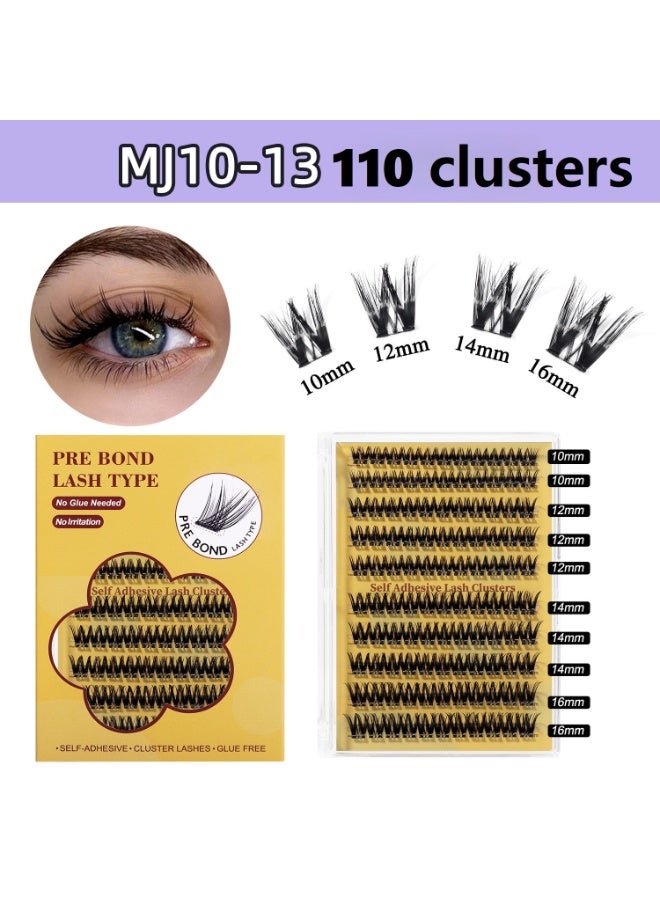 110clusters、Segmented False Eyelashes No Glue Needed DIY Cluster Lashes Reusable Natural Look Volume Eyelash Extensions with Tweezers Easy Self-Application Segmented Lashes for Women Mixed Length 10-16mm - Image 1