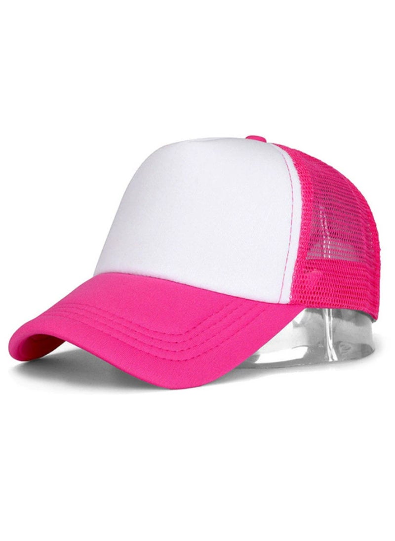 Generic Custom Logo Mesh Cap Breathable Sunshade Rose red and white double stitching 