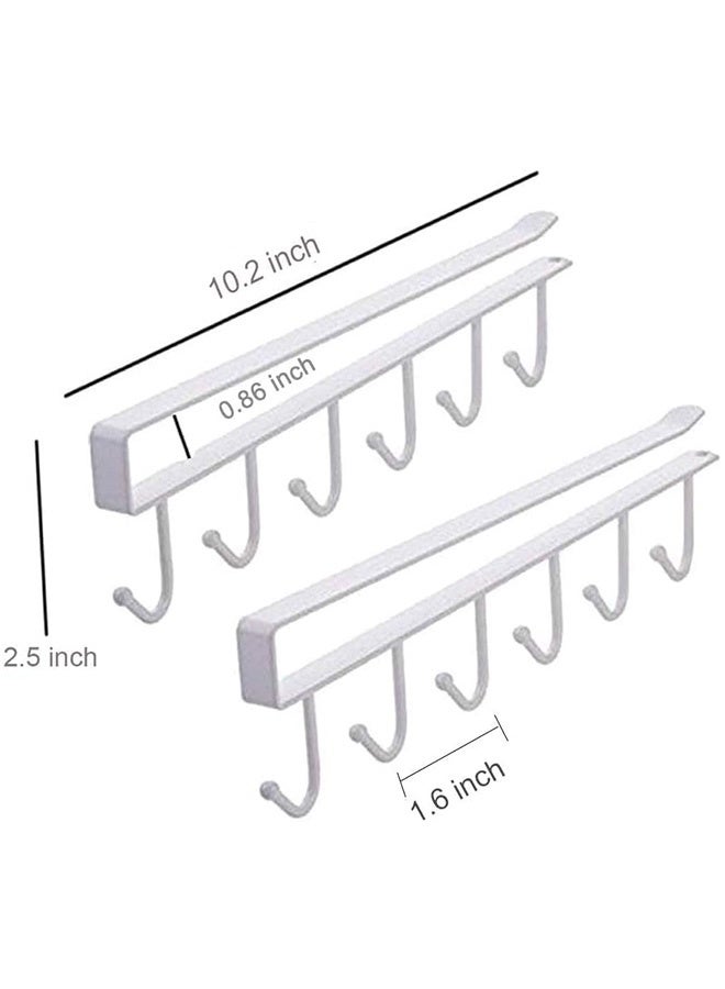 JCB CHIC 5 قطع حديد 6 خطافات رف تخزين خزانة تخزين خزانة ملابس خزانة معدنية تحت الأرفف شماعة أكواب الحمام حامل رف تنظيم المطبخ أبيض - Image 4