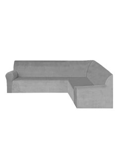 EVORY HOME Sofa Covers L Shape Velvet 6 Meter Slip Resistant and Highly Stretchy Grey  - Image 2