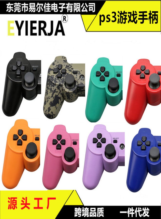 Factory ready stock ps3 controller PS3 wireless bluetooth game controller dual vibration snowflake button ready stock one piece dropshipping Black (universal button bare metal) - Image 2