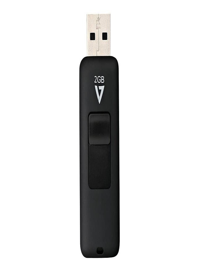 في 7 محرك أقراص فلاش V7 بسعة 2 جيجابايت بمنفذ USB 2.0 مع موصل USB قابل للسحب - VF22GAR-3N، أسود - Image 2