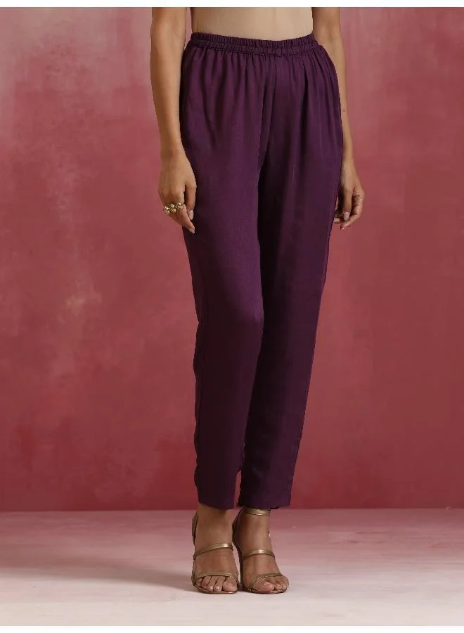 trueBrowns Maroon Modal Angrakha Kurta Set