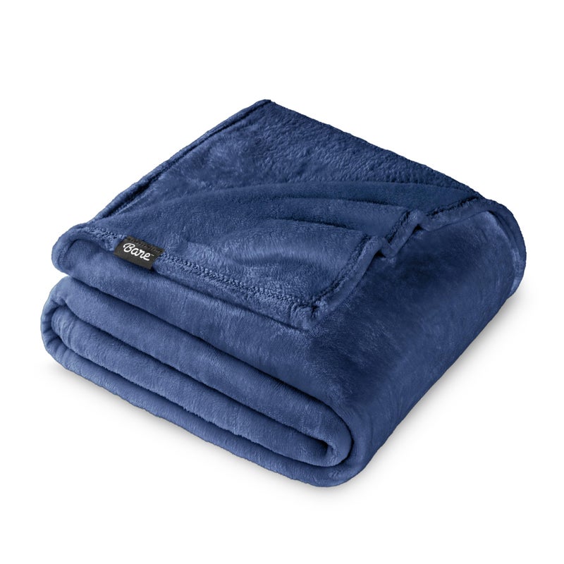 Bare Home Fleece Blanket FullQueen UltraSoft Lightweight for Bed Sofa and Couch Luxury Microplush Cozy Warm Blanket FullQueen Dark Blue