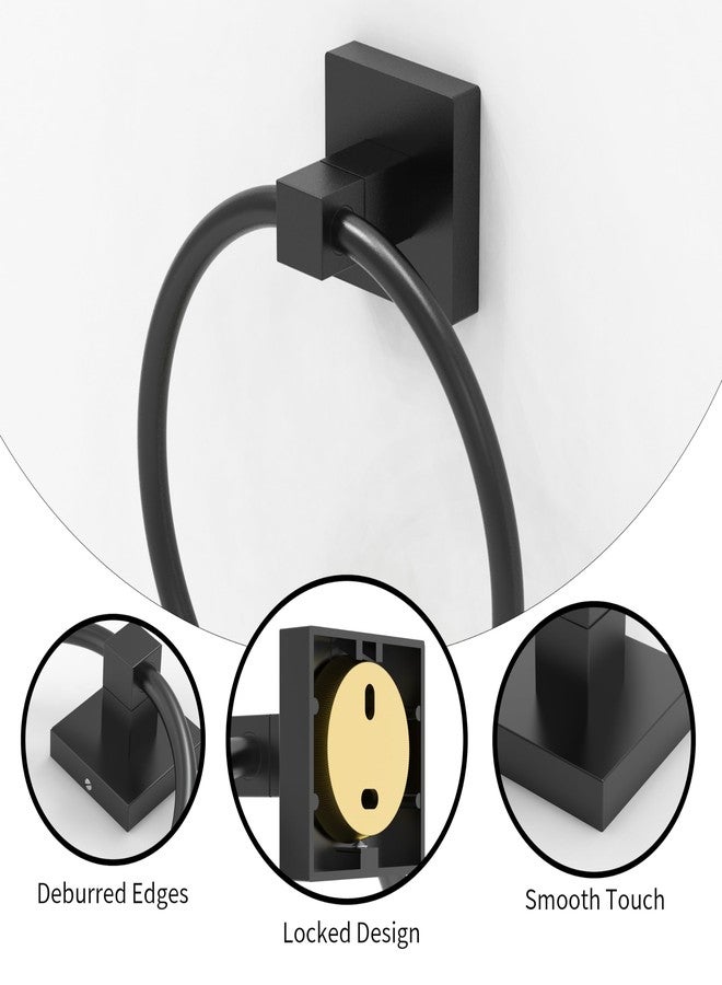 RUACQ Matte Black Towel Ring, Square Base Towel Holder, Stainless Steel Hand Towel Hanger Wall Mounted, Modern Hand Towel Holder for Bathroom, Heavy Duty - Image 4