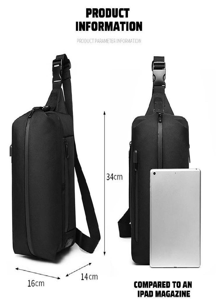 Eckek - OZUKO Sports Tide Brand Waist Bag Leisure Waterproof Inclined Backpack Oxford Cloth Men's Chest Bag Waist Bag - Image 1