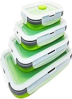 Generic SuperDee Corp Collapsible Silicone BPA-free, Microwave, Dishwasher and Freezer Safe Food Storage Container, Leftover Bento Meal Box - Set of 4 