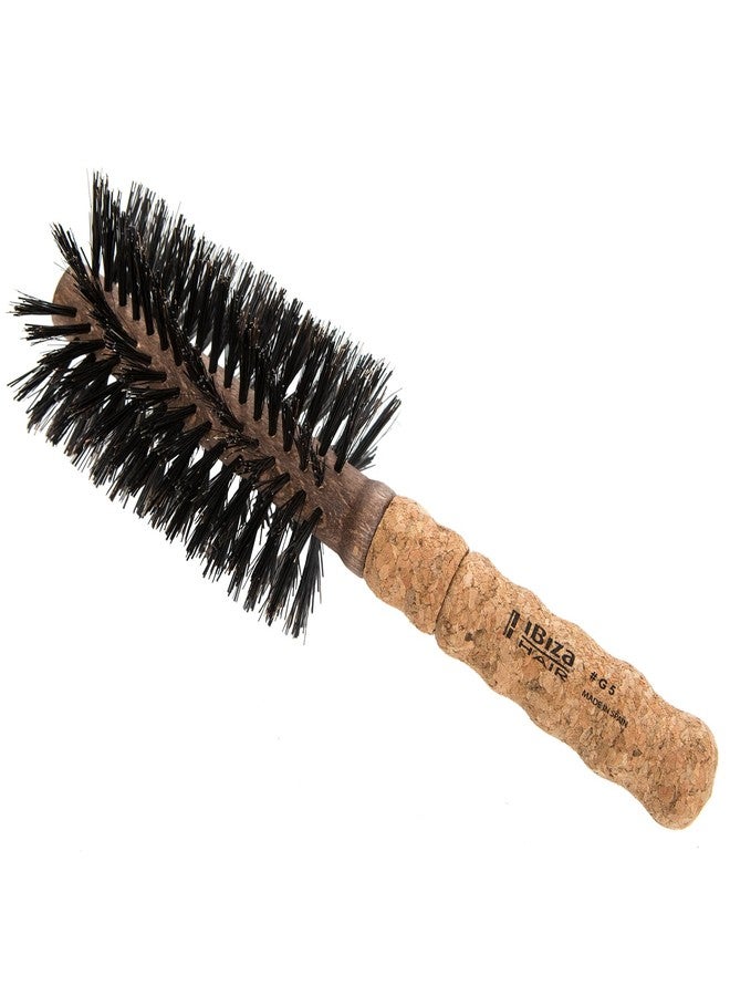 Ibiza Hair Round Boar Bristle Brush (G5-70mm) | Hybrid Swirled Boar & Carbon Fiber Nylon Bristles with Cork Handle | Ideal for Coarse & Frizzy Hair | Adds Texture & Shine for Medium to Long Styles - Image 1