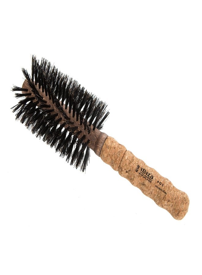 Ibiza Hair Round Boar Bristle Brush (G5-70mm) | Hybrid Swirled Boar & Carbon Fiber Nylon Bristles with Cork Handle | Ideal for Coarse & Frizzy Hair | Adds Texture & Shine for Medium to Long Styles - Image 3