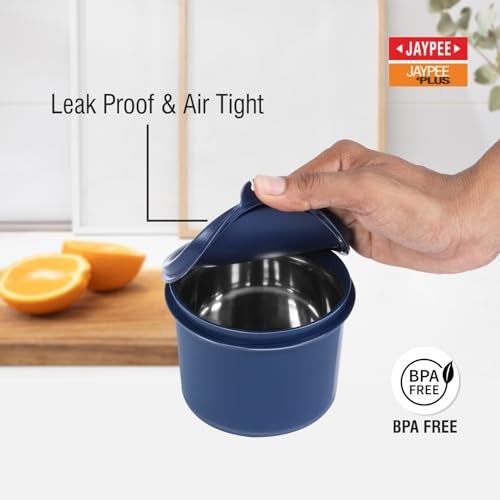 Jaypee Plus Homely 1190 ml Stainless Steel Office Lunch Box | BPA Free, Microwave Safe & Spillproof Airtight 3 Containers | Includes Spoon, Fork & Insulated Bag | Ideal for College & School (Blue) - Image 3