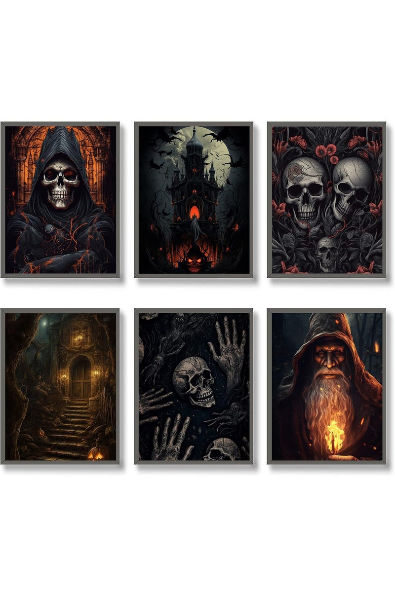 HoozGee Gothic Room Decor Witchy Wall Decor Aesthetic Halloween Party Gothic Manor Portraits Horror Pictures House Creepy Portraits Pictures Spooky Creepy Posters Goth Art Prints (11"x14" UNFRAMED) - Image 1