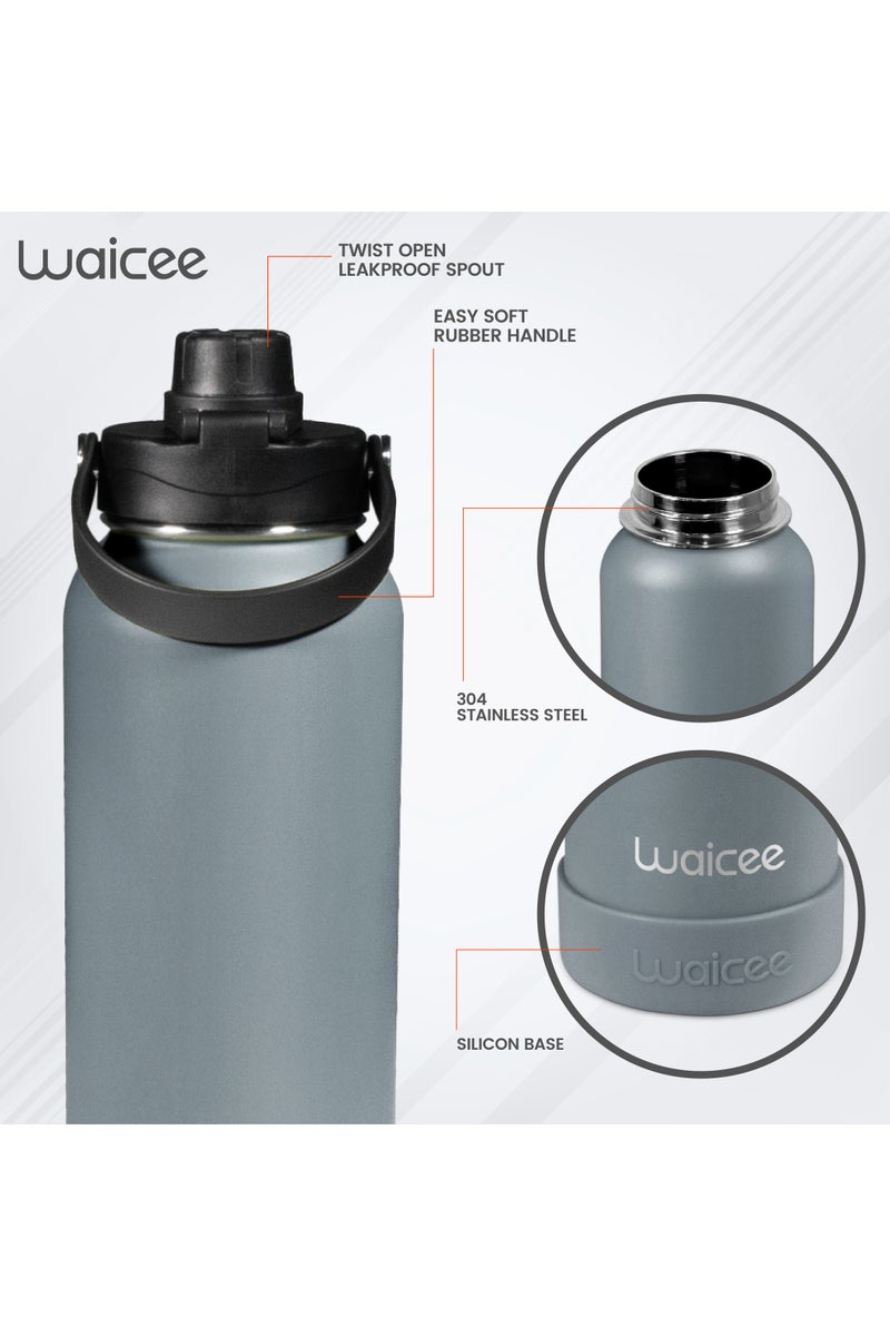 Waicee Waterbottle 40oz 40 Steel (Gray Silver) 1200ml - Image 4