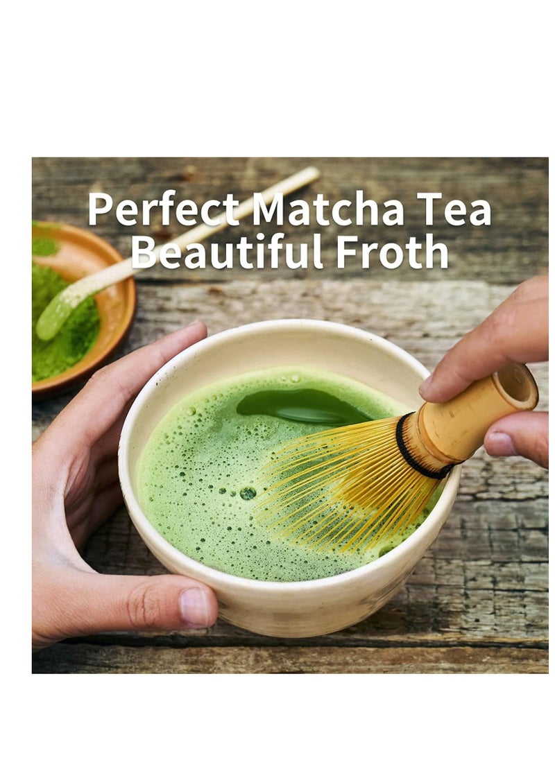 XSEVEN - Traditional Matcha XSEVEN Tea Ceremony Set, Bamboo Whisk, Ceramic Bowl, Strainer and Scoop, 5 Pieces (White) - Image 1