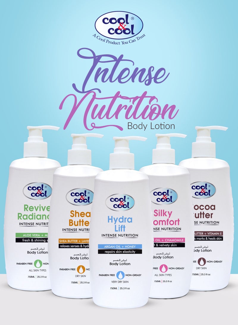 Cool & Cool Hydra Lift Body Lotion 750ML - Moisturizing Formula with Argan Oil & Honey, Non-Greasy & Paraben-Free, Restores Skin Elasticity - Image 5