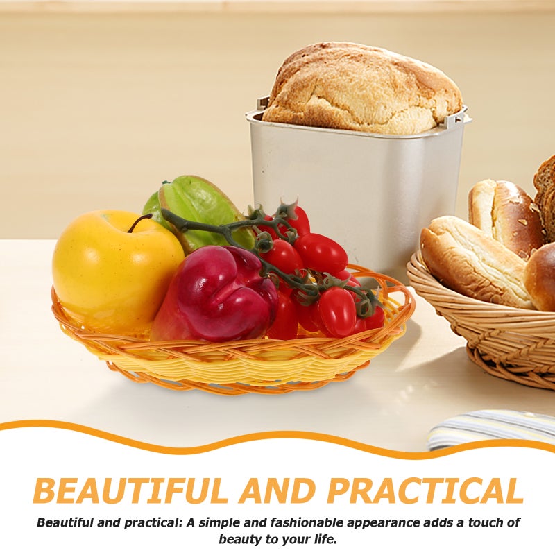 2pcs Imitation Rattan Woven Fast Food Basket French Fries Baskets Restaurant Serving Tray Snack Bread Platter - Image 5