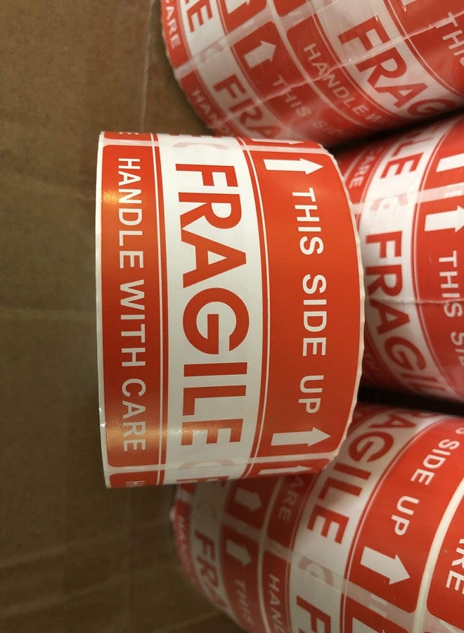 BESTeck 2" x 3" Handle with Care This Side Up Fragile Stickers Adhesive Label 500 Per Roll - Image 2