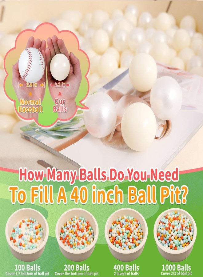 GOGOSO Pastel Baby Play Balls for Toddler Ball Pit Playpen Tent Birthday Party Plastic Toys,100 pcs, Pearl White Cream White - Image 2
