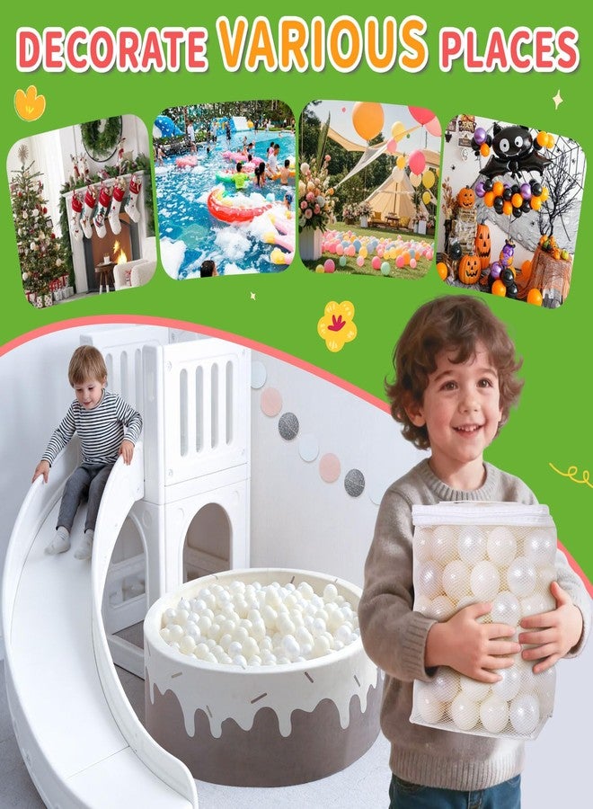 GOGOSO Pastel Baby Play Balls for Toddler Ball Pit Playpen Tent Birthday Party Plastic Toys,100 pcs, Pearl White Cream White - Image 4